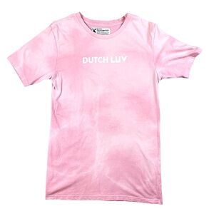 Dutch Bros Pink Tie Dye Lotus Short Sleeve Shirt Women's Small Dutch Luv Coffee